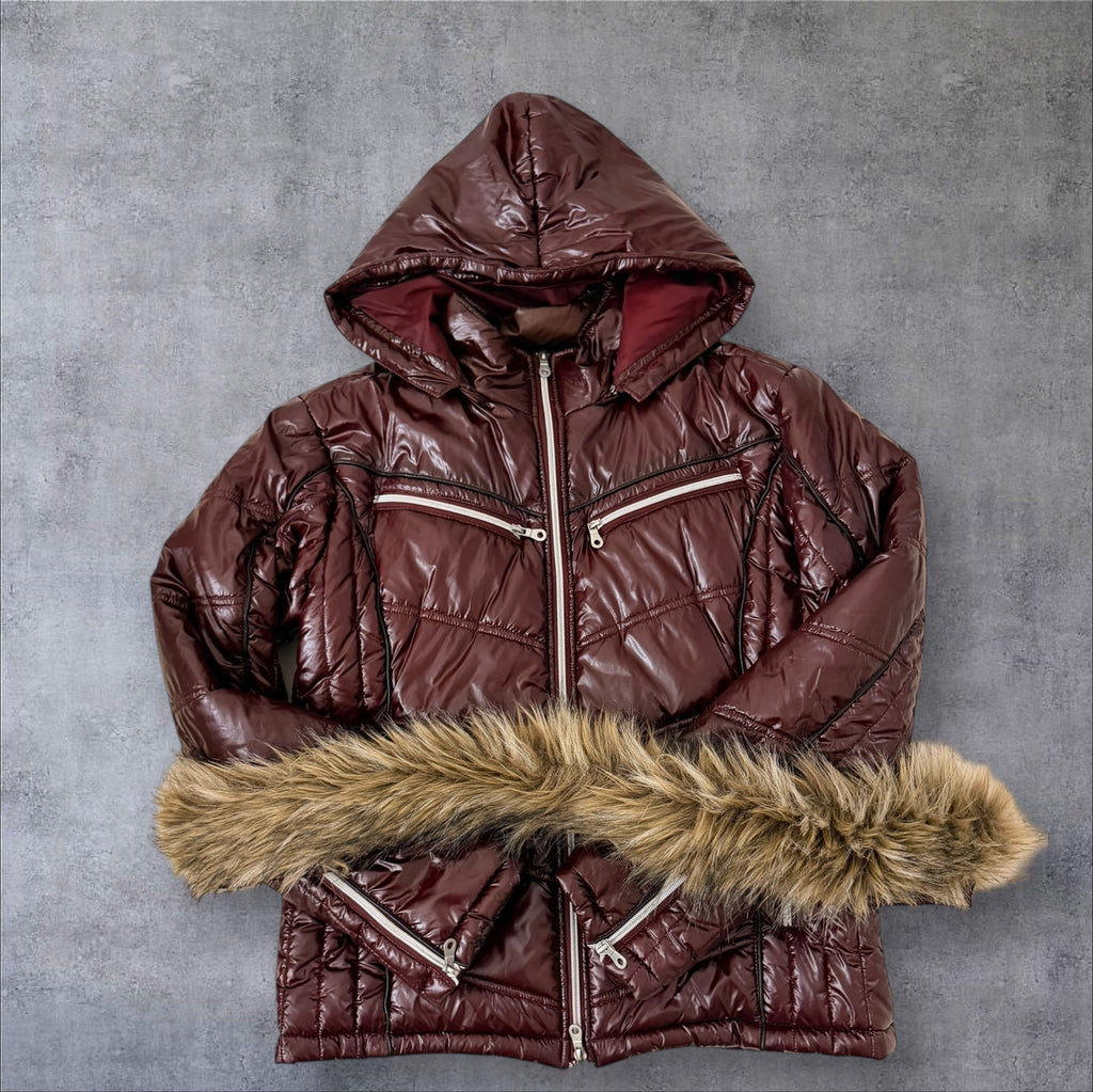 Cherry Semantic Design Fur Puffer