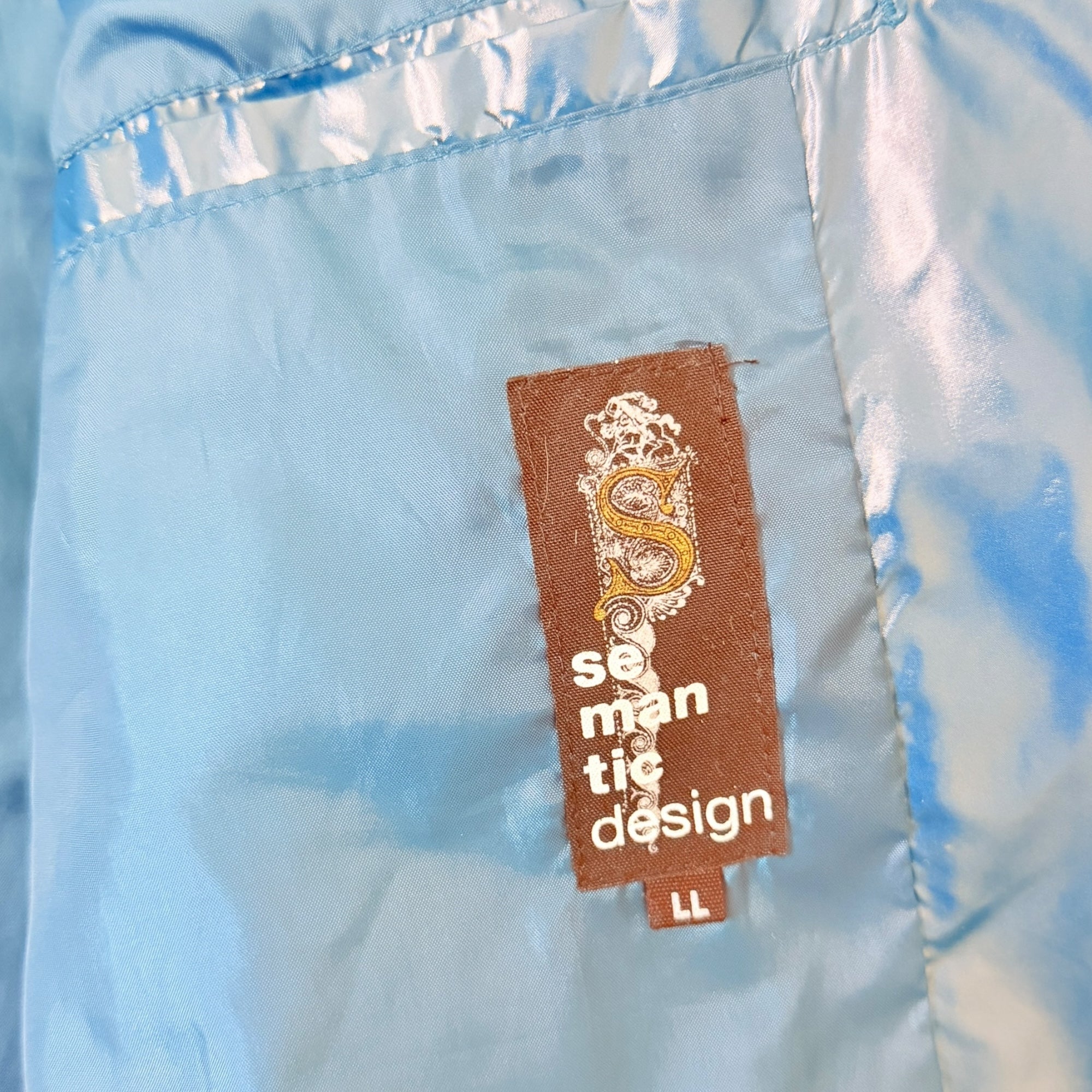 Blue Semantic Design Fur Puffer